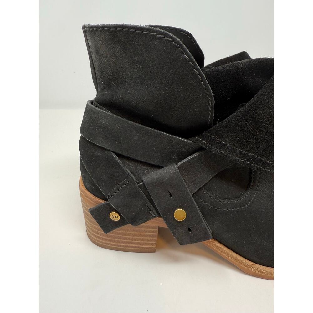Ugg Elora Ankle Boots Women's 6 Black Suede Nubuck Leather Preppy Lux Designer - Picture 7 of 16